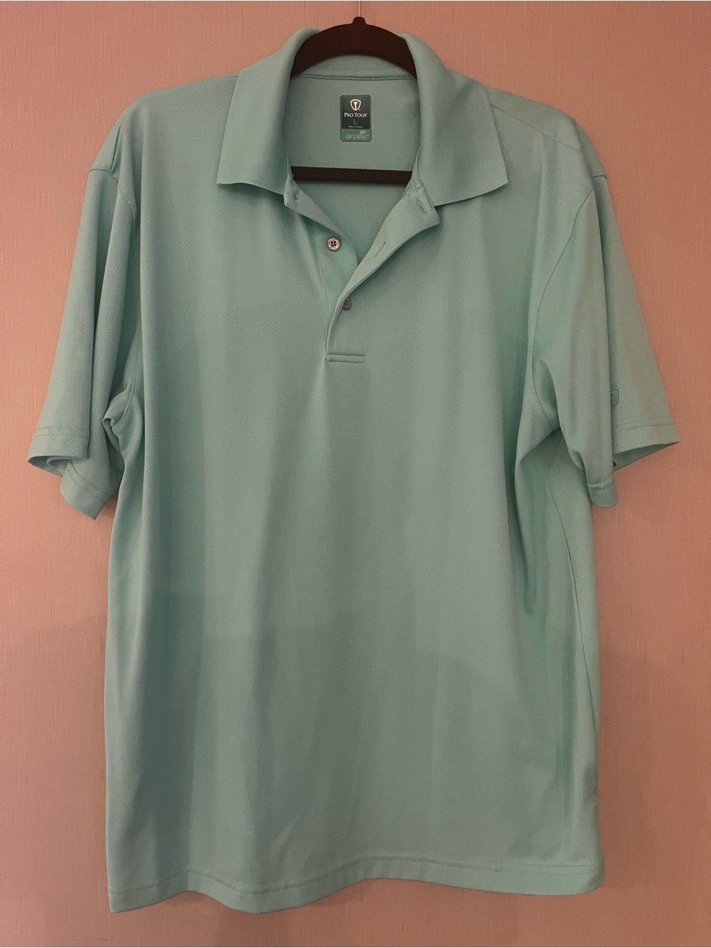 Pro tour large athletic Men's Light Aqua Polo Shirt